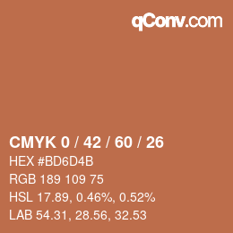 カラーコード: CMYK 0 / 42 / 60 / 26 | qconv.com
