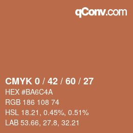 カラーコード: CMYK 0 / 42 / 60 / 27 | qconv.com