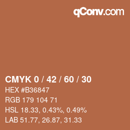 カラーコード: CMYK 0 / 42 / 60 / 30 | qconv.com