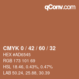 カラーコード: CMYK 0 / 42 / 60 / 32 | qconv.com