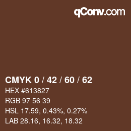 カラーコード: CMYK 0 / 42 / 60 / 62 | qconv.com