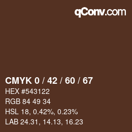 カラーコード: CMYK 0 / 42 / 60 / 67 | qconv.com