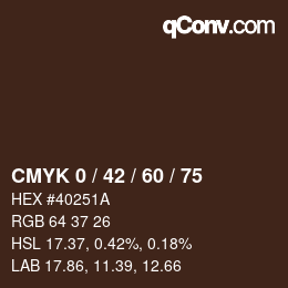 カラーコード: CMYK 0 / 42 / 60 / 75 | qconv.com