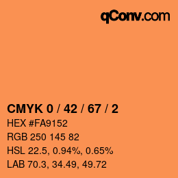 カラーコード: CMYK 0 / 42 / 67 / 2 | qconv.com