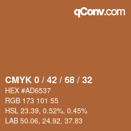 カラーコード: CMYK 0 / 42 / 68 / 32 | qconv.com