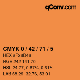 カラーコード: CMYK 0 / 42 / 71 / 5 | qconv.com