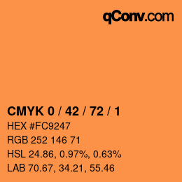 カラーコード: CMYK 0 / 42 / 72 / 1 | qconv.com