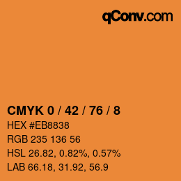 カラーコード: CMYK 0 / 42 / 76 / 8 | qconv.com