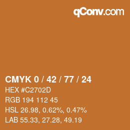 カラーコード: CMYK 0 / 42 / 77 / 24 | qconv.com