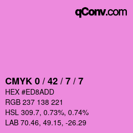 カラーコード: CMYK 0 / 42 / 7 / 7 | qconv.com