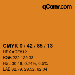 颜色代码: CMYK 0 / 42 / 85 / 13 | qconv.com