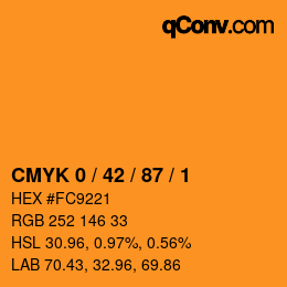 カラーコード: CMYK 0 / 42 / 87 / 1 | qconv.com