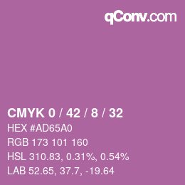 カラーコード: CMYK 0 / 42 / 8 / 32 | qconv.com