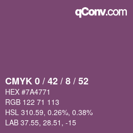 Farbcode: CMYK 0 / 42 / 8 / 52 | qconv.com