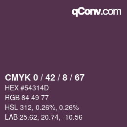 カラーコード: CMYK 0 / 42 / 8 / 67 | qconv.com