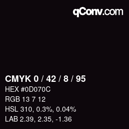 カラーコード: CMYK 0 / 42 / 8 / 95 | qconv.com