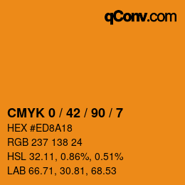 Farbcode: CMYK 0 / 42 / 90 / 7 | qconv.com
