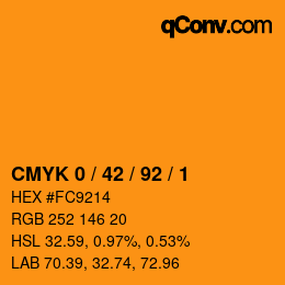 カラーコード: CMYK 0 / 42 / 92 / 1 | qconv.com