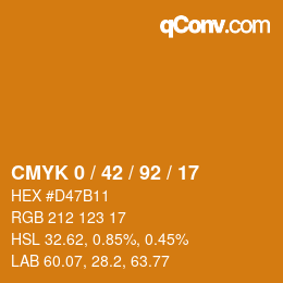カラーコード: CMYK 0 / 42 / 92 / 17 | qconv.com