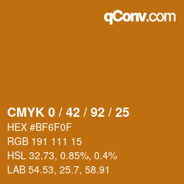 カラーコード: CMYK 0 / 42 / 92 / 25 | qconv.com