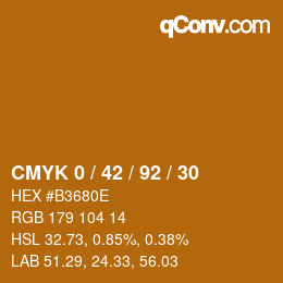 カラーコード: CMYK 0 / 42 / 92 / 30 | qconv.com