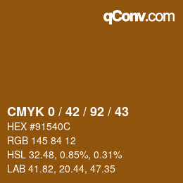カラーコード: CMYK 0 / 42 / 92 / 43 | qconv.com