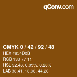 カラーコード: CMYK 0 / 42 / 92 / 48 | qconv.com