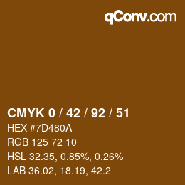 カラーコード: CMYK 0 / 42 / 92 / 51 | qconv.com