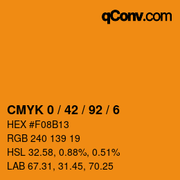 カラーコード: CMYK 0 / 42 / 92 / 6 | qconv.com