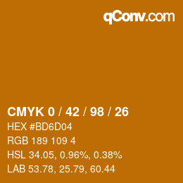 カラーコード: CMYK 0 / 42 / 98 / 26 | qconv.com