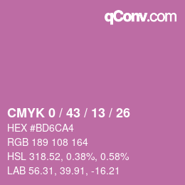カラーコード: CMYK 0 / 43 / 13 / 26 | qconv.com