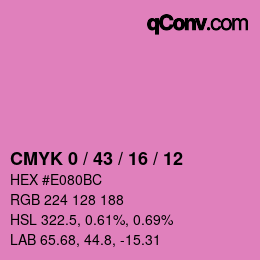 カラーコード: CMYK 0 / 43 / 16 / 12 | qconv.com