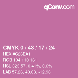 Color code: CMYK 0 / 43 / 17 / 24 | qconv.com
