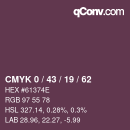 Color code: CMYK 0 / 43 / 19 / 62 | qconv.com