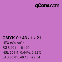 カラーコード: CMYK 0 / 43 / 1 / 21 | qconv.com