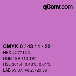 カラーコード: CMYK 0 / 43 / 1 / 22 | qconv.com