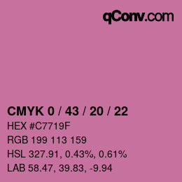 Farbcode: CMYK 0 / 43 / 20 / 22 | qconv.com