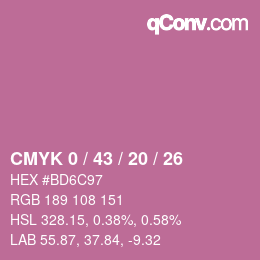 Color code: CMYK 0 / 43 / 20 / 26 | qconv.com