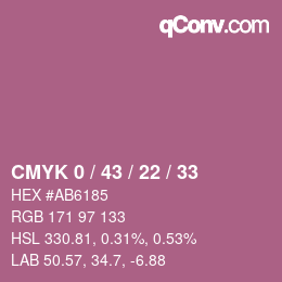 カラーコード: CMYK 0 / 43 / 22 / 33 | qconv.com