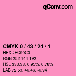 カラーコード: CMYK 0 / 43 / 24 / 1 | qconv.com