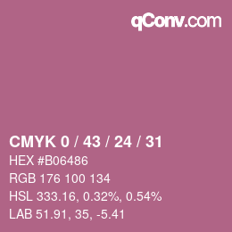 カラーコード: CMYK 0 / 43 / 24 / 31 | qconv.com