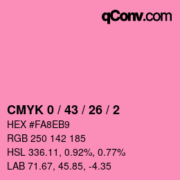 カラーコード: CMYK 0 / 43 / 26 / 2 | qconv.com