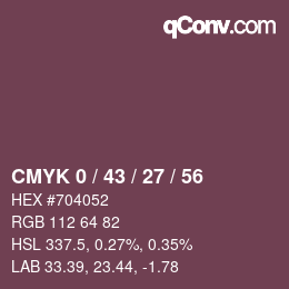 カラーコード: CMYK 0 / 43 / 27 / 56 | qconv.com