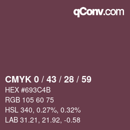 Color code: CMYK 0 / 43 / 28 / 59 | qconv.com