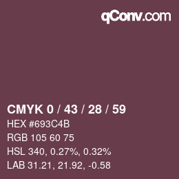 Color code: CMYK 0 / 43 / 28 / 59 | qconv.com