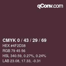 Color code: CMYK 0 / 43 / 29 / 69 | qconv.com