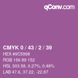 Farbcode: CMYK 0 / 43 / 2 / 39 | qconv.com