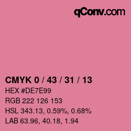 カラーコード: CMYK 0 / 43 / 31 / 13 | qconv.com