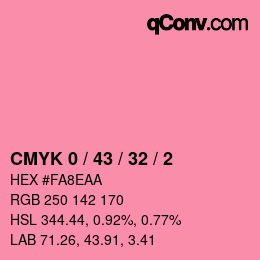 カラーコード: CMYK 0 / 43 / 32 / 2 | qconv.com