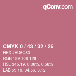 カラーコード: CMYK 0 / 43 / 32 / 26 | qconv.com